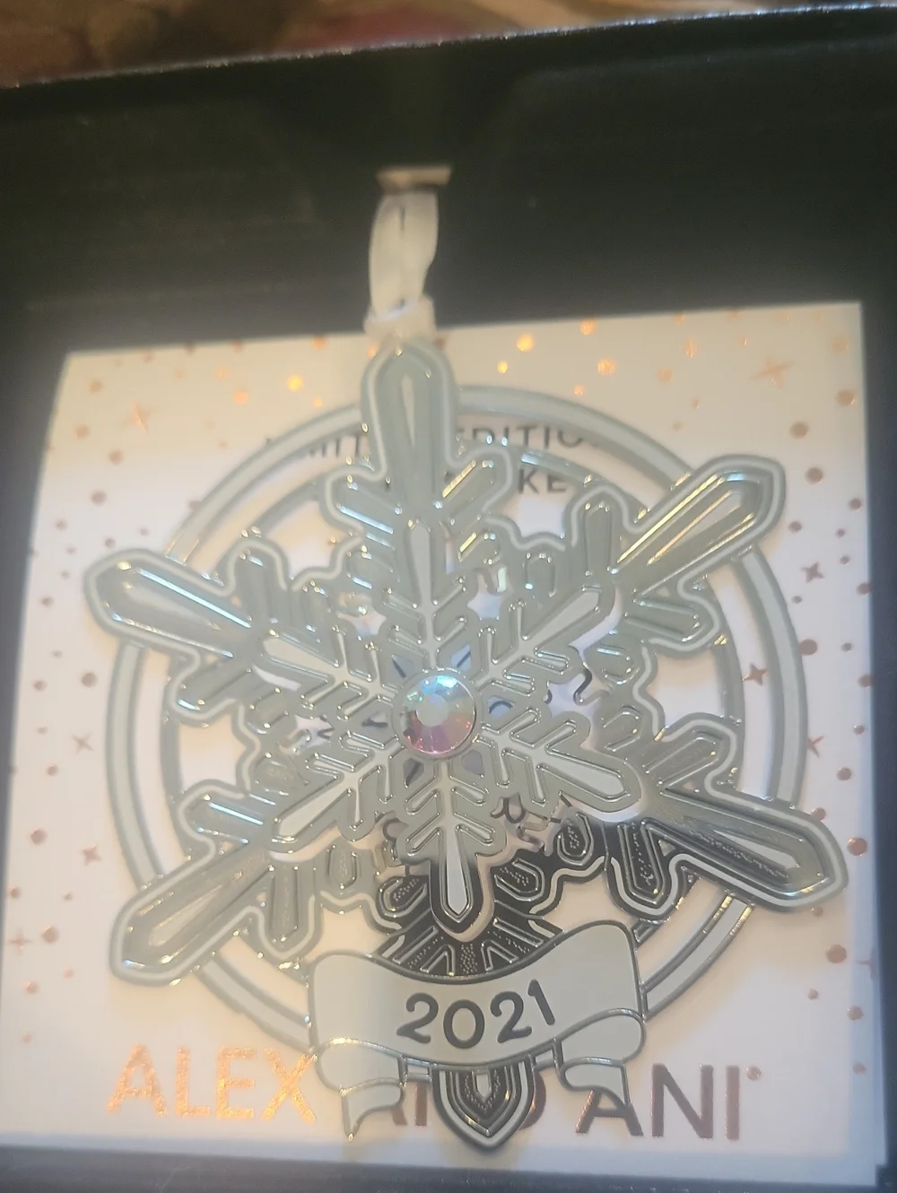 Alex Ani Limited Edition 2021 Holiday Snowflake Ornament Boxed Pretty Shiny Gem